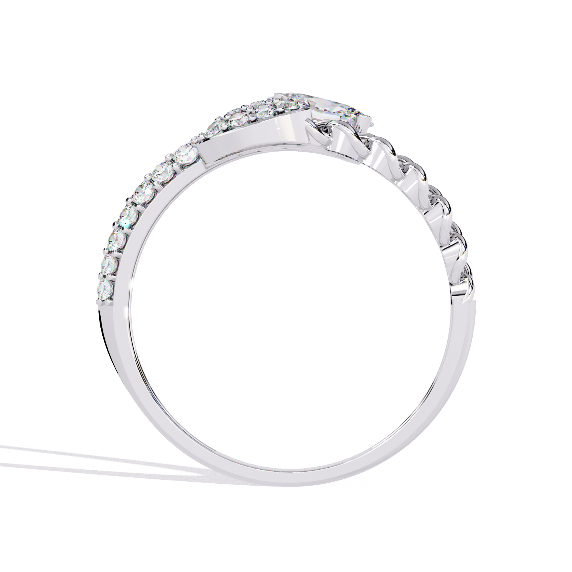 Solitairekart – 0.61 ct Lab Diamond Oval Chain Ring – 14K Yellow Gold